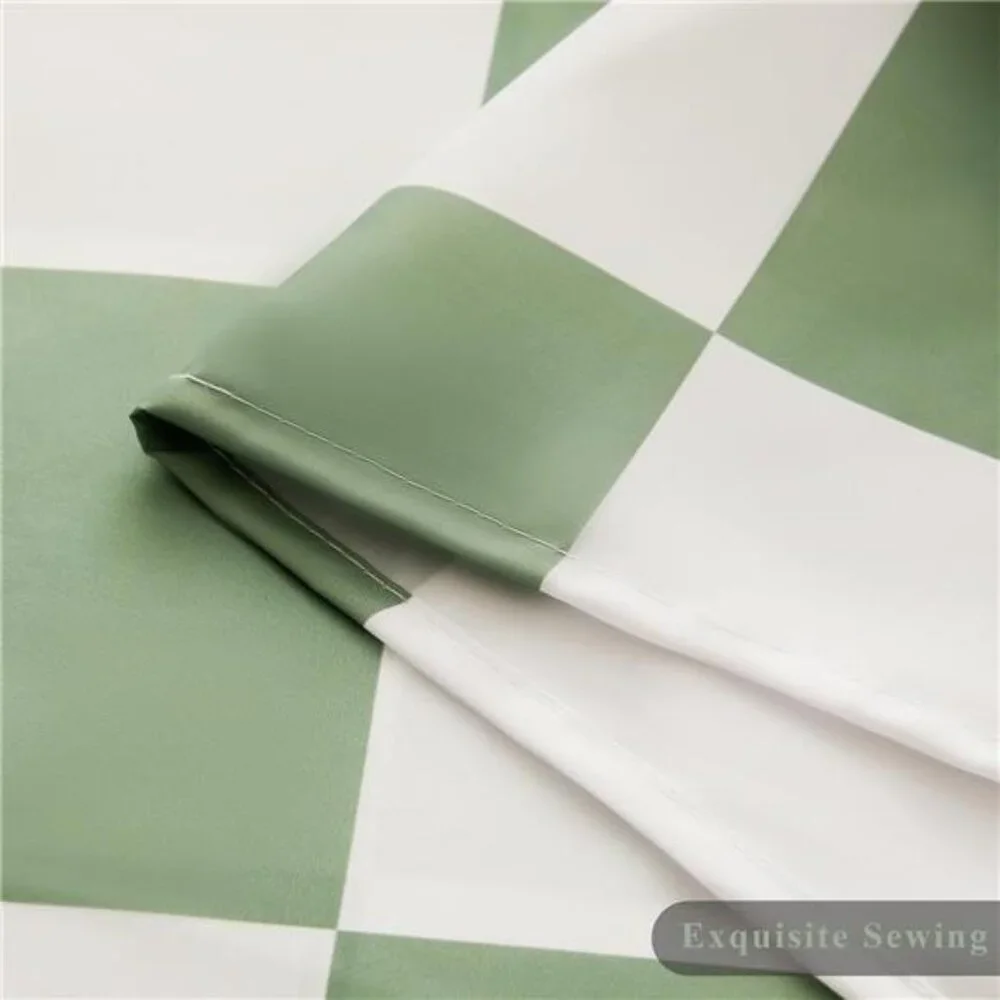 Checkered Shower Curtain, Sage Green Shower Curtains for Bathroom, Cute Retro